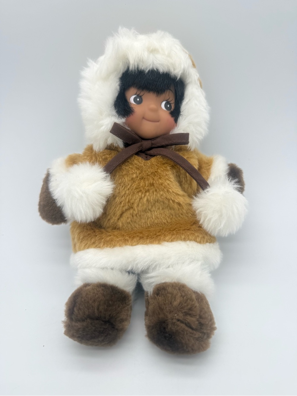 Vintage Kipmik Northern Neighbors Plush Doll 9" Alaska Inuit Style Faux Fur EUC
